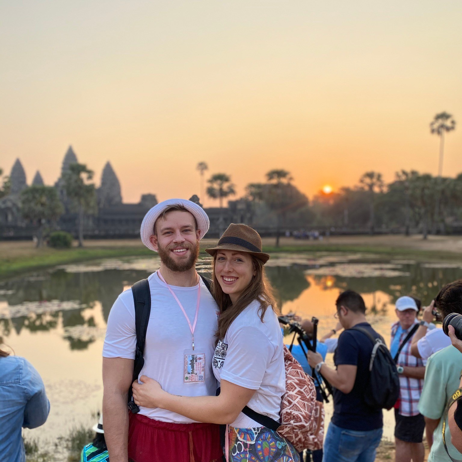 Haley and her boyfriend Dustin at Angkor Wat temple in Cambodia